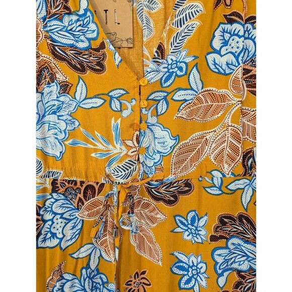 Abel the Label Mango Magic Tiered Maxi Dress women's‎ medium orange floral NWTs - Picture 3 of 9